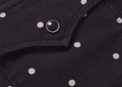 Saint Laurent Polka-dot Denim Western Shirt Navy