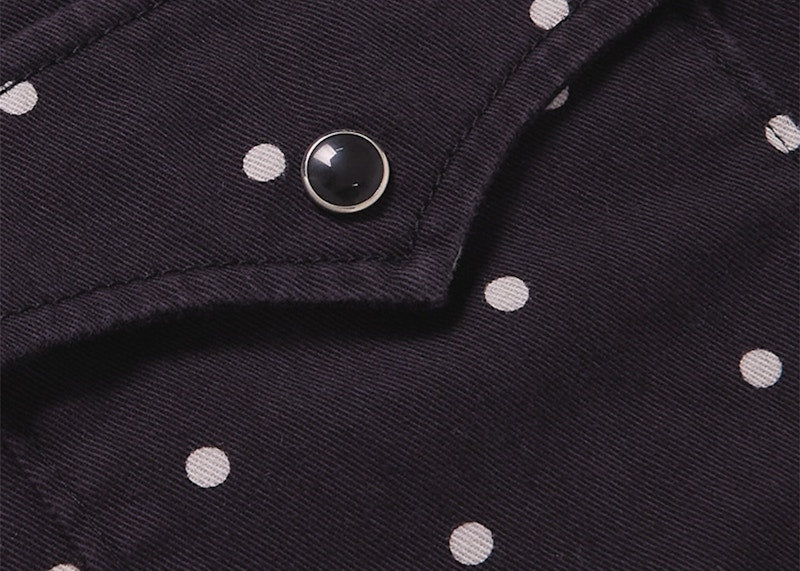 Saint Laurent Polka-dot Denim Western Shirt Navy
