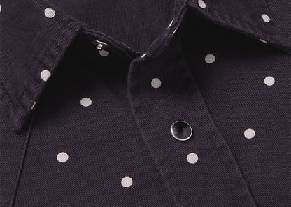 Saint Laurent Polka-dot Denim Western Shirt Navy