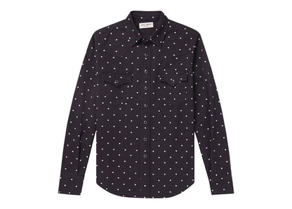 Saint Laurent Polka-dot Denim Western Shirt Navy