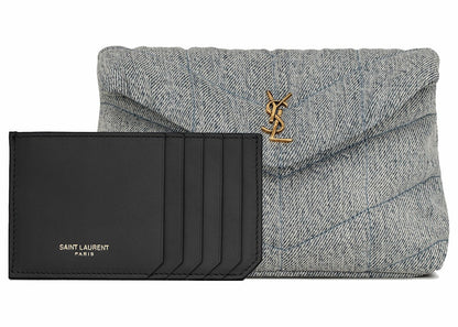 Saint Laurent Puffer In Denim And Smooth Leather Small Blue-Gray/Light Azure