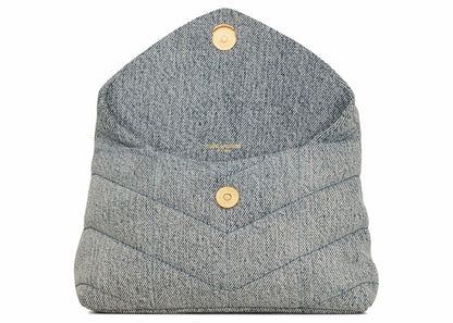 Saint Laurent Puffer In Denim And Smooth Leather Small Blue-Gray/Light Azure