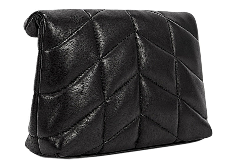 Saint Laurent Puffer In Quilted Lambskin Pouch Black/Silver-tone