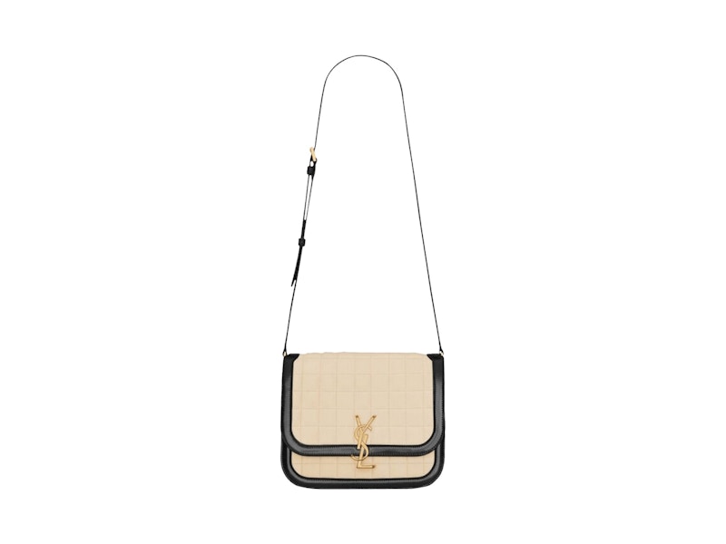 Saint Laurent Quilted Solferino Suede Medium Bag Cream
