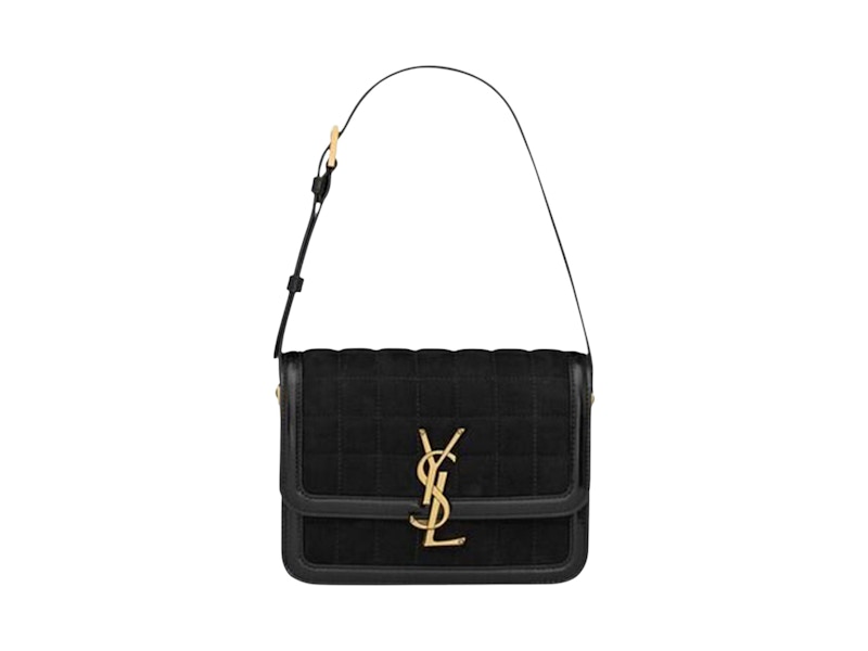 Saint Laurent Quilted Solferino Suede Small Bag Black