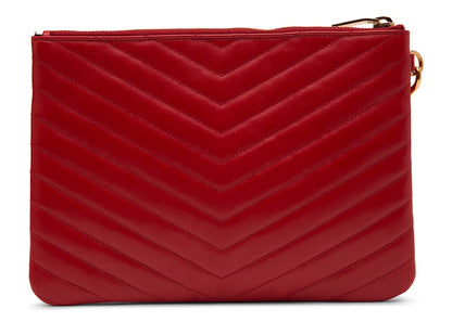 Saint Laurent Quilted Wristlet Pouch Red