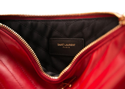 Saint Laurent Quilted Wristlet Pouch Red