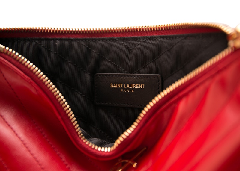 Saint Laurent Quilted Wristlet Pouch Red