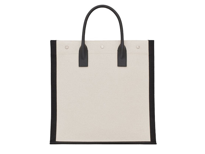 Saint Laurent Rive Gauche North/South Tote White Linen/Black