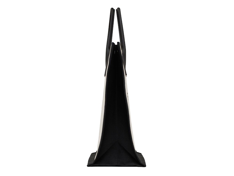 Saint Laurent Rive Gauche North/South Tote White Linen/Black