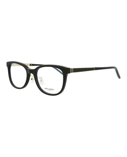 Saint Laurent Round-Frame Acetate Optical Frames Black Gold Transparent (SLM76J-30009956-002)