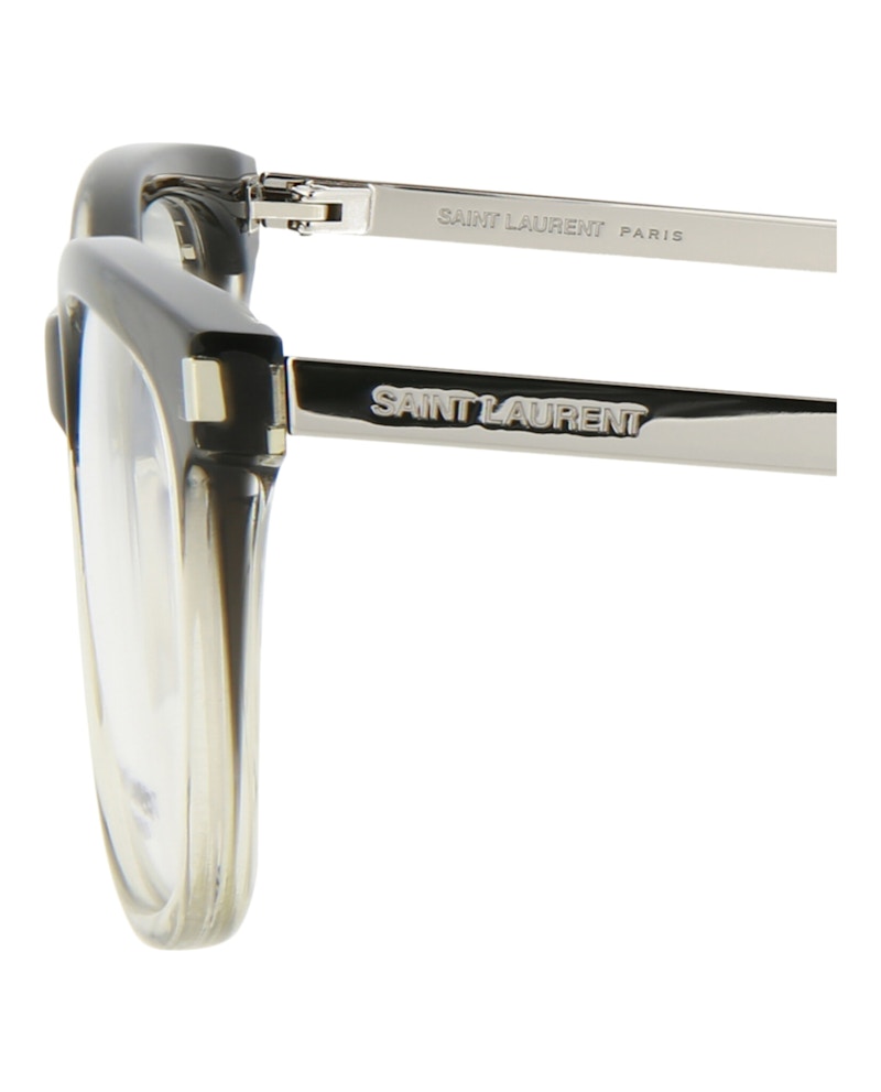Saint Laurent Round-Frame Acetate Optical Frames Grey Silver Transparent (SL513-30013056-004)