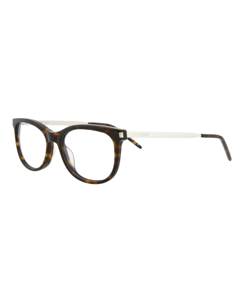Saint Laurent Round-Frame Acetate Optical Frames Havana Silver Transparent (SL513-30013056-002)