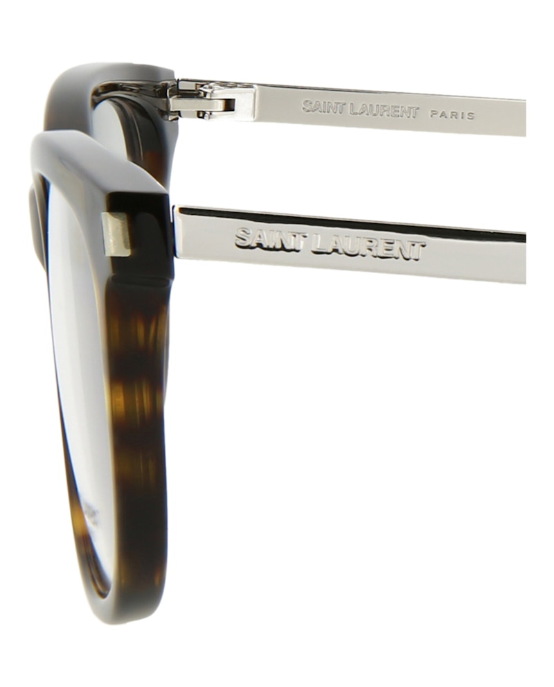 Saint Laurent Round-Frame Acetate Optical Frames Havana Silver Transparent (SL513-30013056-002)