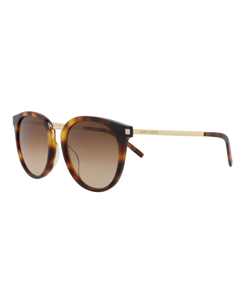 Saint Laurent Round-Frame Acetate Sunglasses Avana/Gold/Brown (SL130KCOMB-30001086-002)