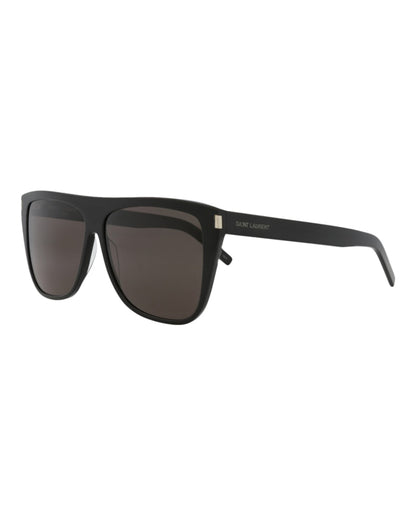 Saint Laurent Round-Frame Acetate Sunglasses Black Black Grey (SL1SLIM-30007144-001)