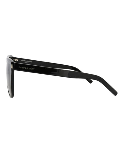 Saint Laurent Round-Frame Acetate Sunglasses Black Black Grey (SL1SLIM-30007144-001)