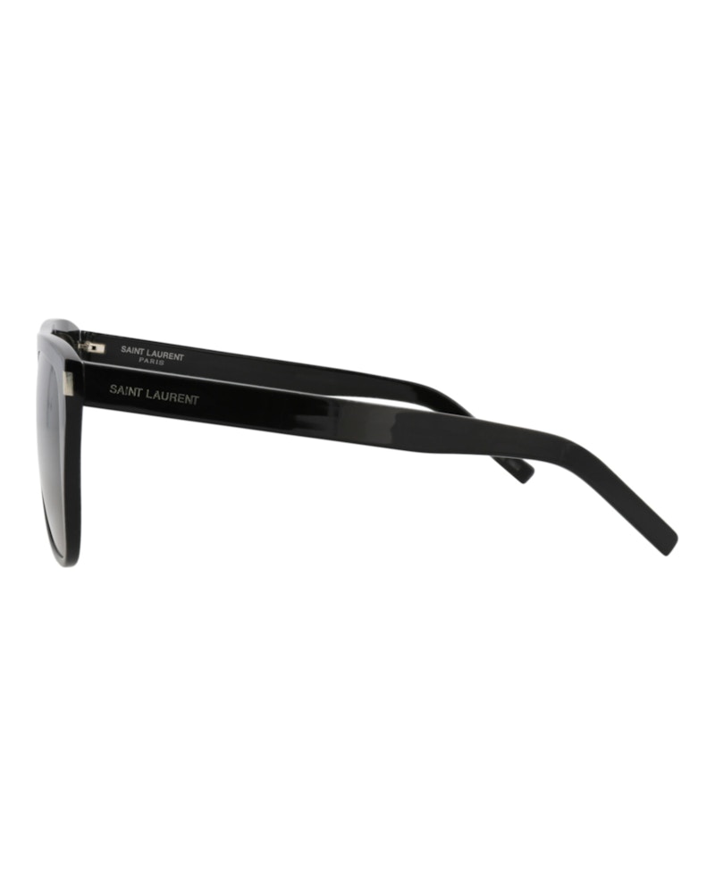 Saint Laurent Round-Frame Acetate Sunglasses Black Black Grey (SL1SLIM-30007144-001)