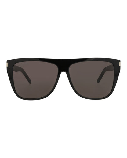 Saint Laurent Round-Frame Acetate Sunglasses Black Black Grey (SL1SLIM-30007144-001)
