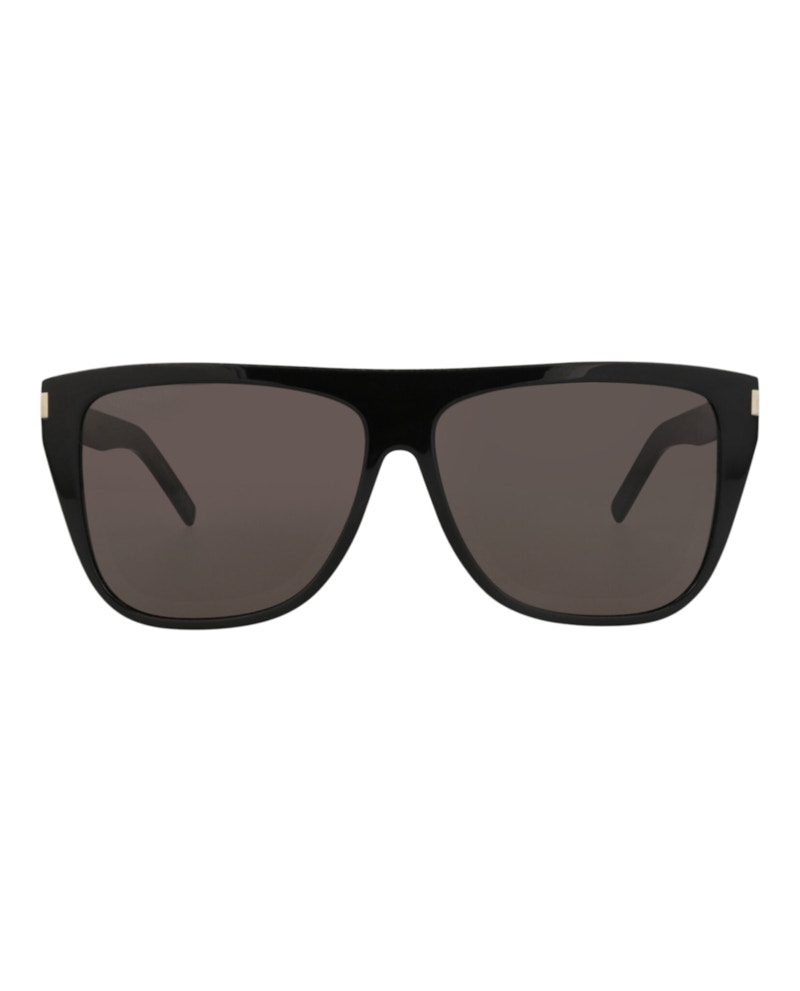 Saint Laurent Round-Frame Acetate Sunglasses Black Black Grey (SL1SLIM-30007144-001)