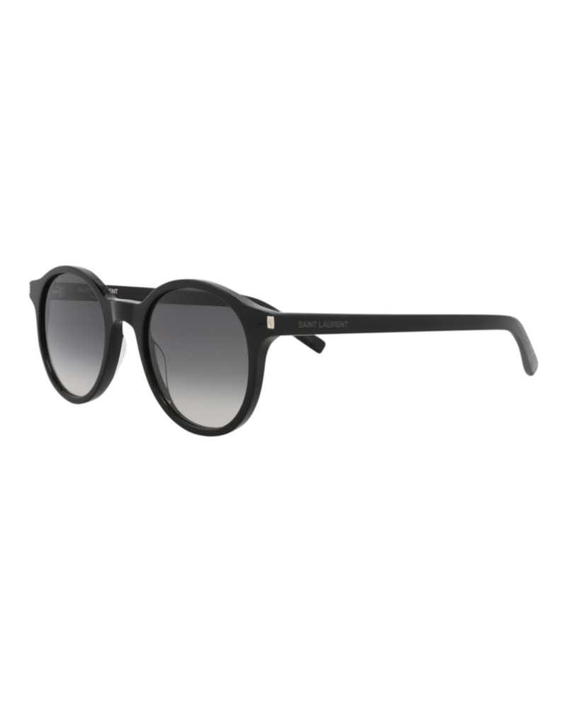 Saint Laurent Round-Frame Acetate Sunglasses Black Black Grey (SL521-30013043-001)