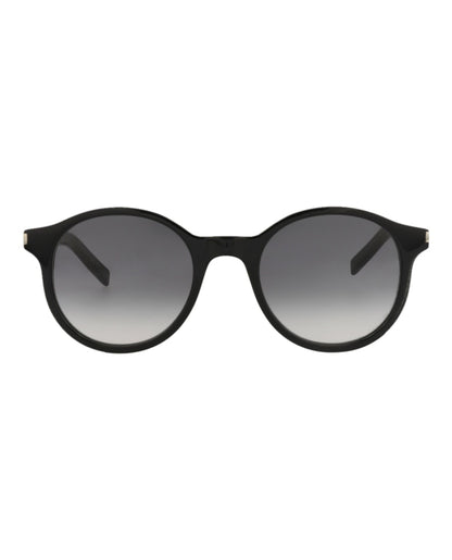 Saint Laurent Round-Frame Acetate Sunglasses Black Black Grey (SL521-30013043-001)