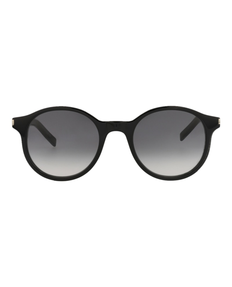 Saint Laurent Round-Frame Acetate Sunglasses Black Black Grey (SL521-30013043-001)