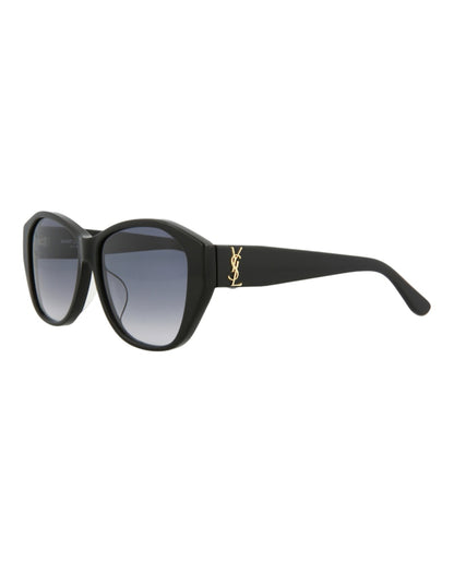 Saint Laurent Round-Frame Acetate Sunglasses Black Black Grey (SLM8FN-30013807-001)