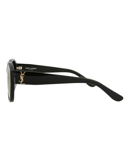 Saint Laurent Round-Frame Acetate Sunglasses Black Black Grey (SLM8FN-30013807-001)