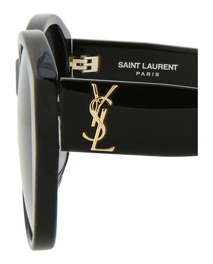 Saint Laurent Round-Frame Acetate Sunglasses Black Black Grey (SLM8FN-30013807-001)