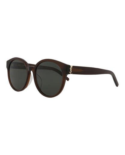 Saint Laurent Round-Frame Acetate Sunglasses Brown Brown Grey (SLM31F-30006097-010)