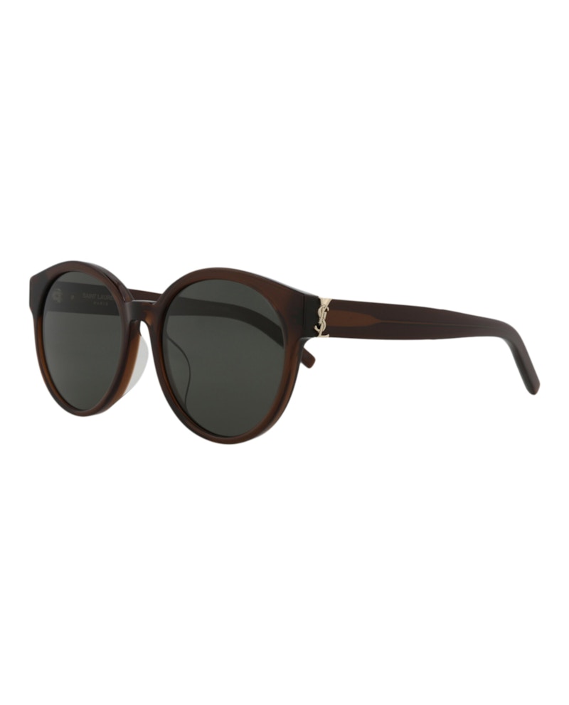 Saint Laurent Round-Frame Acetate Sunglasses Brown Brown Grey (SLM31F-30006097-010)