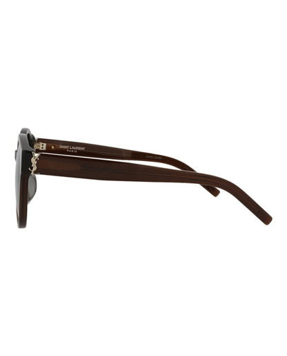 Saint Laurent Round-Frame Acetate Sunglasses Brown Brown Grey (SLM31F-30006097-010)