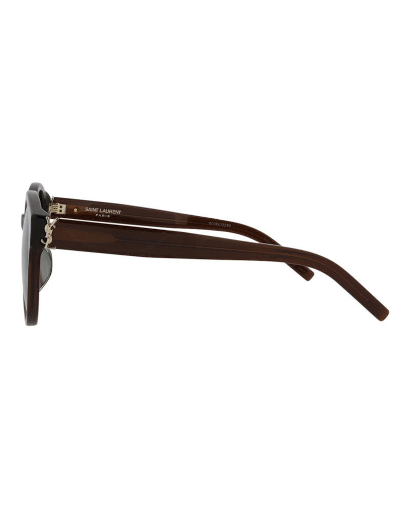 Saint Laurent Round-Frame Acetate Sunglasses Brown Brown Grey (SLM31F-30006097-010)