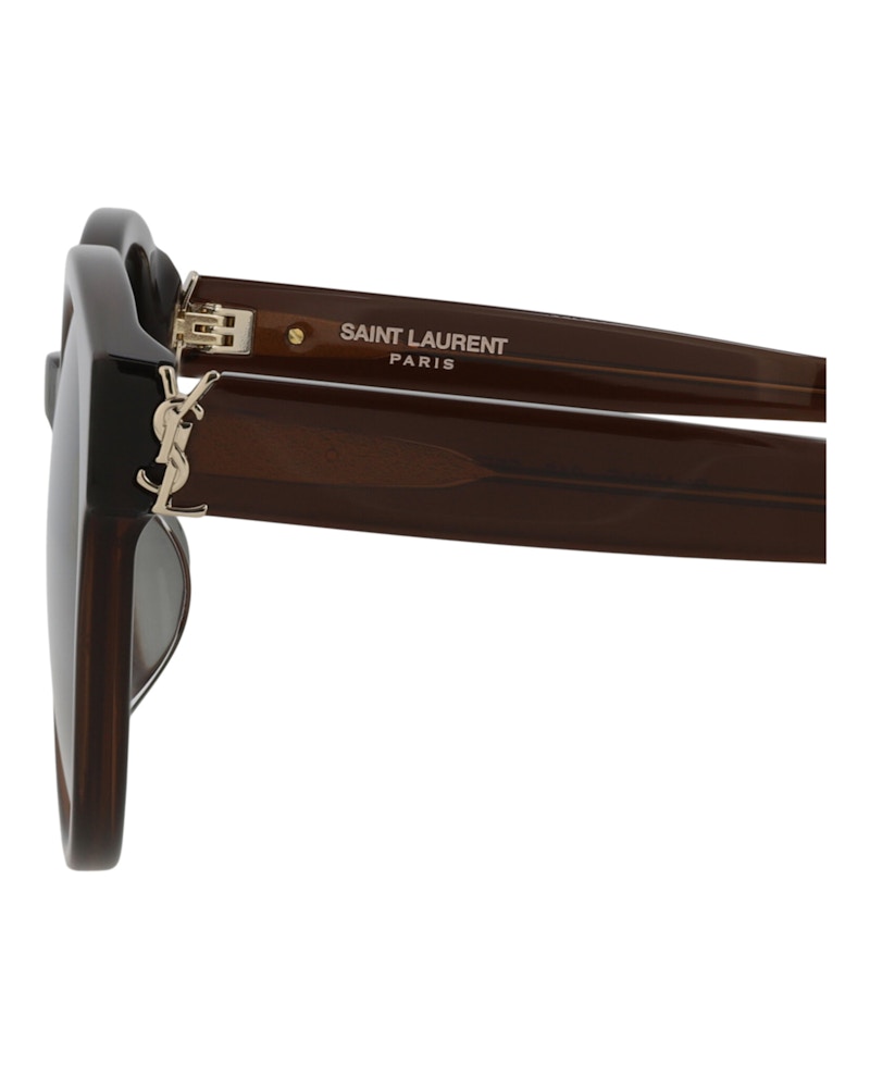 Saint Laurent Round-Frame Acetate Sunglasses Brown Brown Grey (SLM31F-30006097-010)