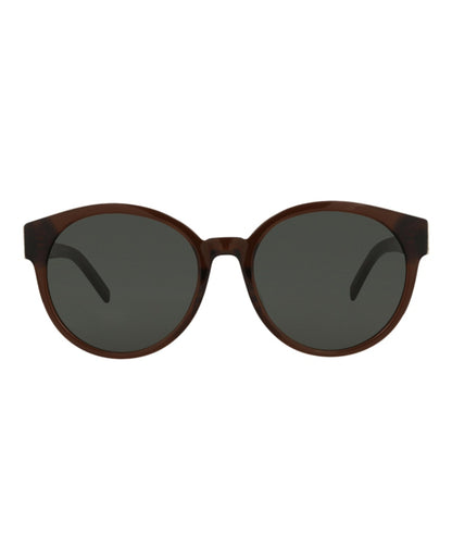 Saint Laurent Round-Frame Acetate Sunglasses Brown Brown Grey (SLM31F-30006097-010)