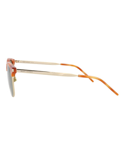 Saint Laurent Round-Frame Acetate Sunglasses Havana/Gold/Green (SL108COMBI-30013279-001)