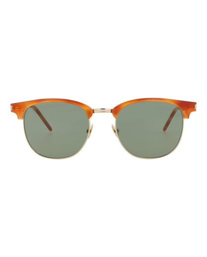 Saint Laurent Round-Frame Acetate Sunglasses Havana/Gold/Green (SL108COMBI-30013279-001)