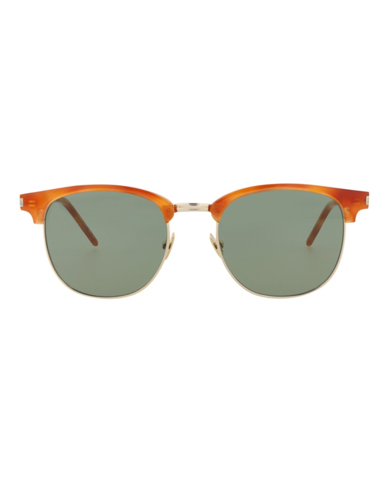 Saint Laurent Round-Frame Acetate Sunglasses Havana/Gold/Green (SL108COMBI-30013279-001)