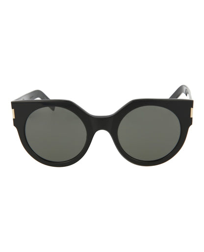Saint Laurent Round-Frame Acetate Sunglasses Shiny Black (SL185SLIM-30001892-001)