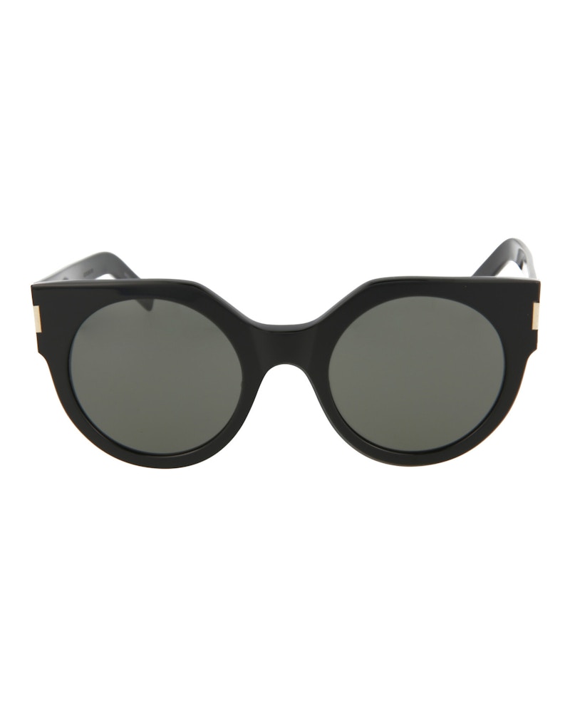 Saint Laurent Round-Frame Acetate Sunglasses Shiny Black (SL185SLIM-30001892-001)