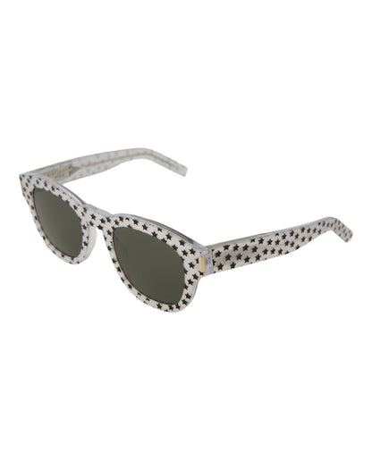 Saint Laurent Round-Frame Acetate Sunglasses Silver/Silver/Grey (BOLD2-30000166-012)
