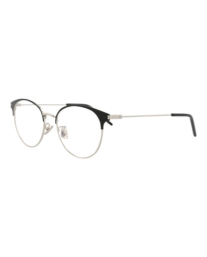 Saint Laurent Round-Frame Metal Optical Frames Black Silver Transparent (SL236F-30002732-002)