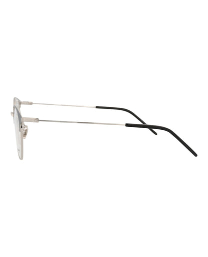 Saint Laurent Round-Frame Metal Optical Frames Black Silver Transparent (SL236F-30002732-002)