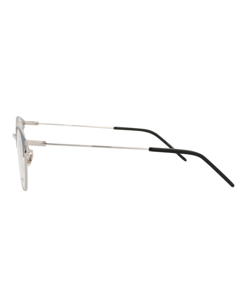 Saint Laurent Round-Frame Metal Optical Frames Black Silver Transparent (SL236F-30002732-002)