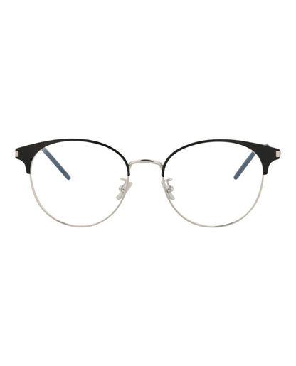 Saint Laurent Round-Frame Metal Optical Frames Black Silver Transparent (SL236F-30002732-002)
