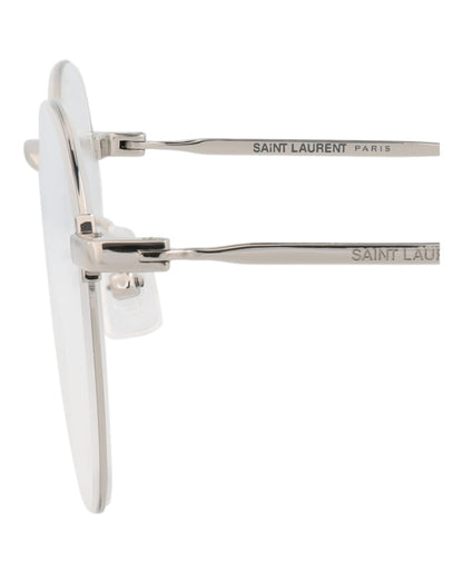 Saint Laurent Round-Frame Metal Optical Frames Silver Silver Transparent (SL414KWIRE-30009643-001)