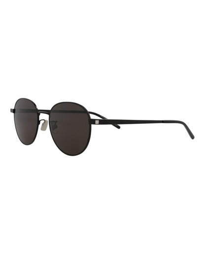 Saint Laurent Round-Frame Metal Sunglasses Black/Black/Black (SL533-30013361-009)