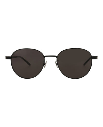 Saint Laurent Round-Frame Metal Sunglasses Black/Black/Black (SL533-30013361-009)