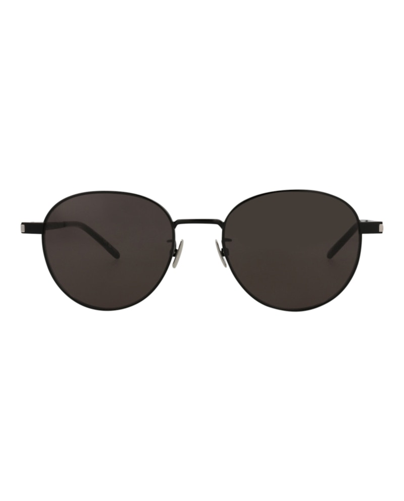 Saint Laurent Round-Frame Metal Sunglasses Black/Black/Black (SL533-30013361-009)